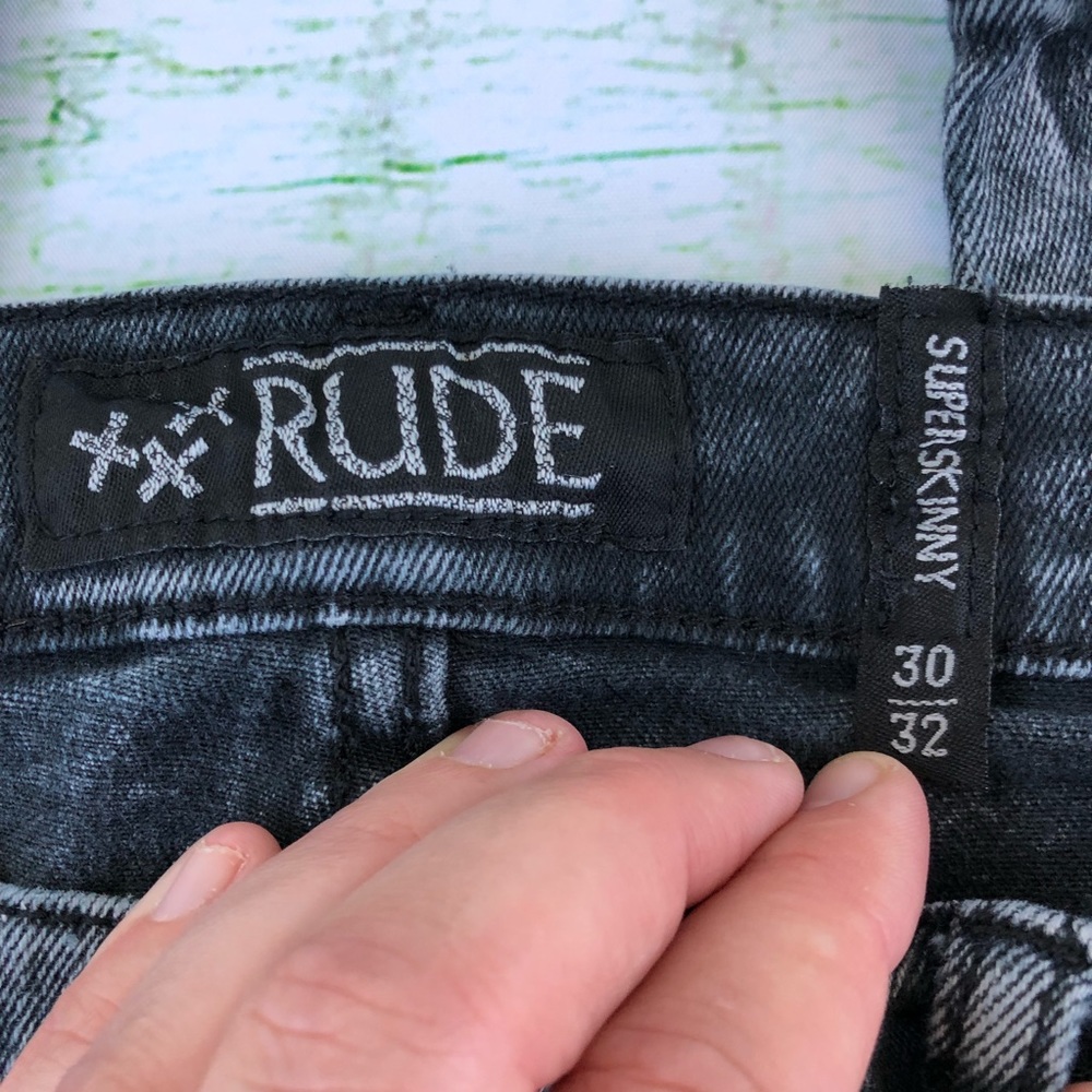 RUDE 30x32 Super Skinny Acid Wash Men’s Jeans - Picture 5 of 8